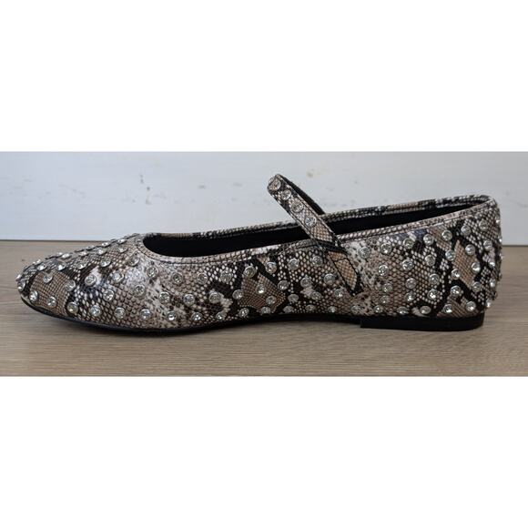 NEW Steve Madden Vinetta Ballet Flats 9.5 Brown Snakeskin Rhinestone Coquette - Picture 8 of 12